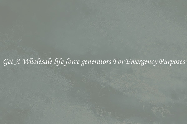 Get A Wholesale life force generators For Emergency Purposes