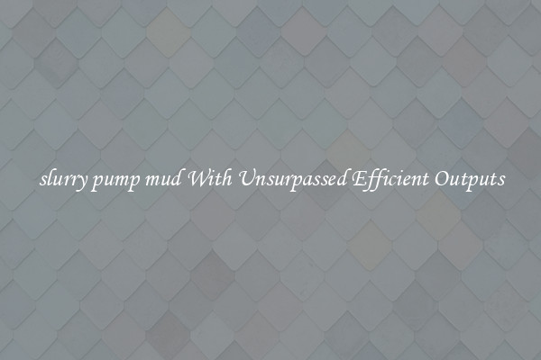 slurry pump mud With Unsurpassed Efficient Outputs
